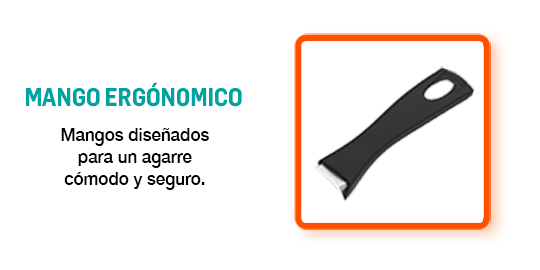 Mangos diseñados para un agarre cómodo y seguro.