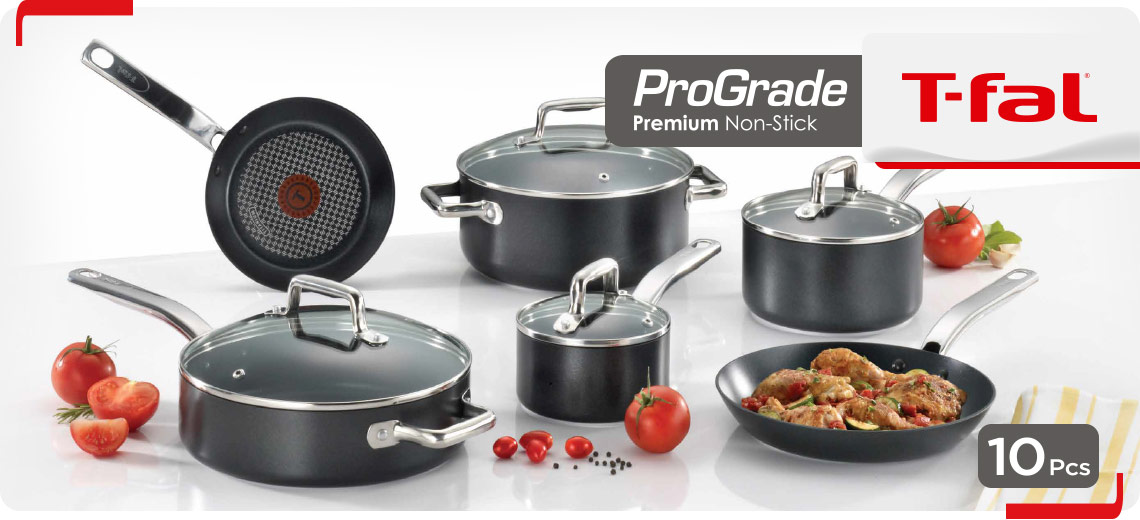 batería de ollas antiadhrente 10 piezas T-Fal