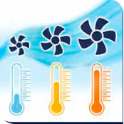 Su función automática permite ajustar las velocidades según la temperatura ambiente