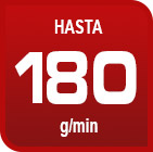 Potente golpe de vapor de hasta 180g/m