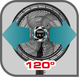 Oscilación horizontal de 120 grados, para una óptima distribución del aire