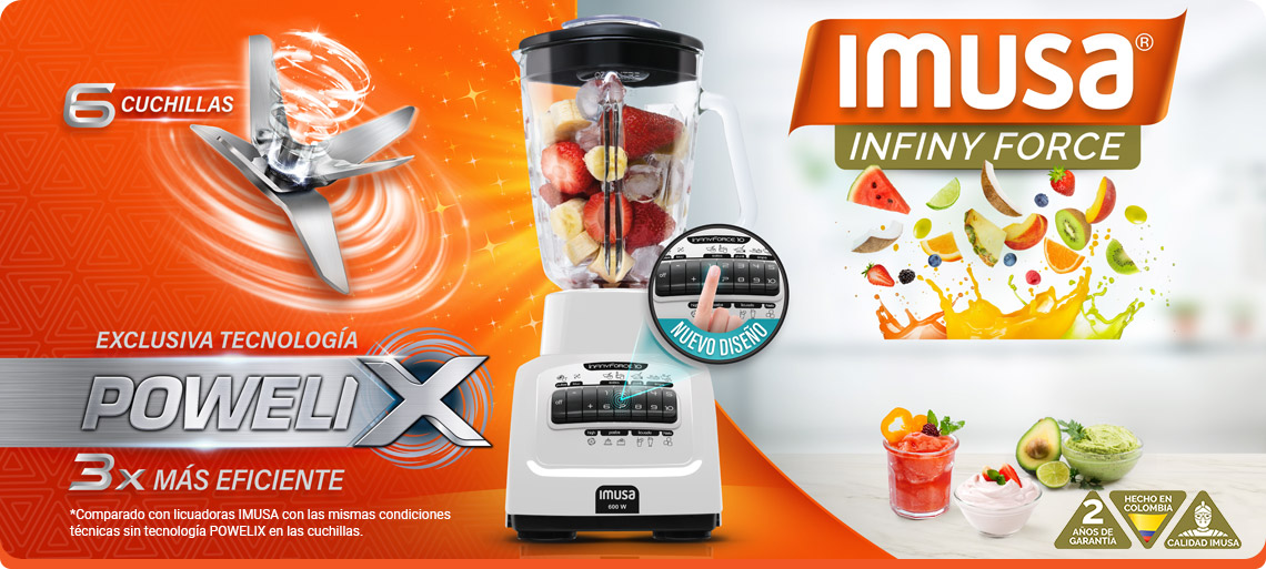Licuadora Imusa con la exclusiva tecnología Powelix