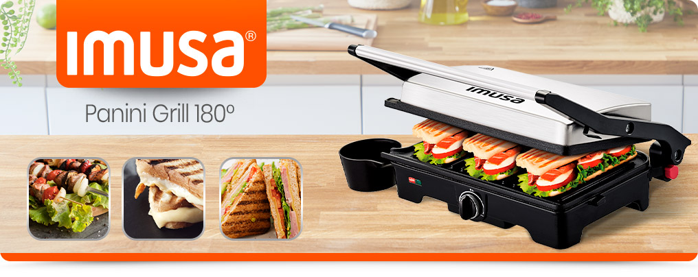 sandwichera imusa panini grill de 180°