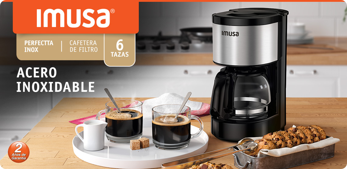 cafetera imusa en acero inoxidable 6 tazas
