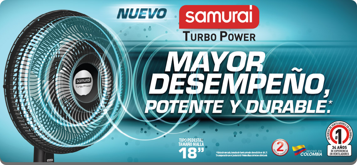 VENTILADOR DE PEDESTAL SAMURAI TURBO POWER NEGRO