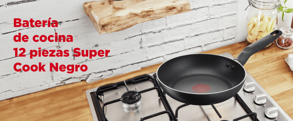 Batería de Cocina 12 piezas Super Cook Negro