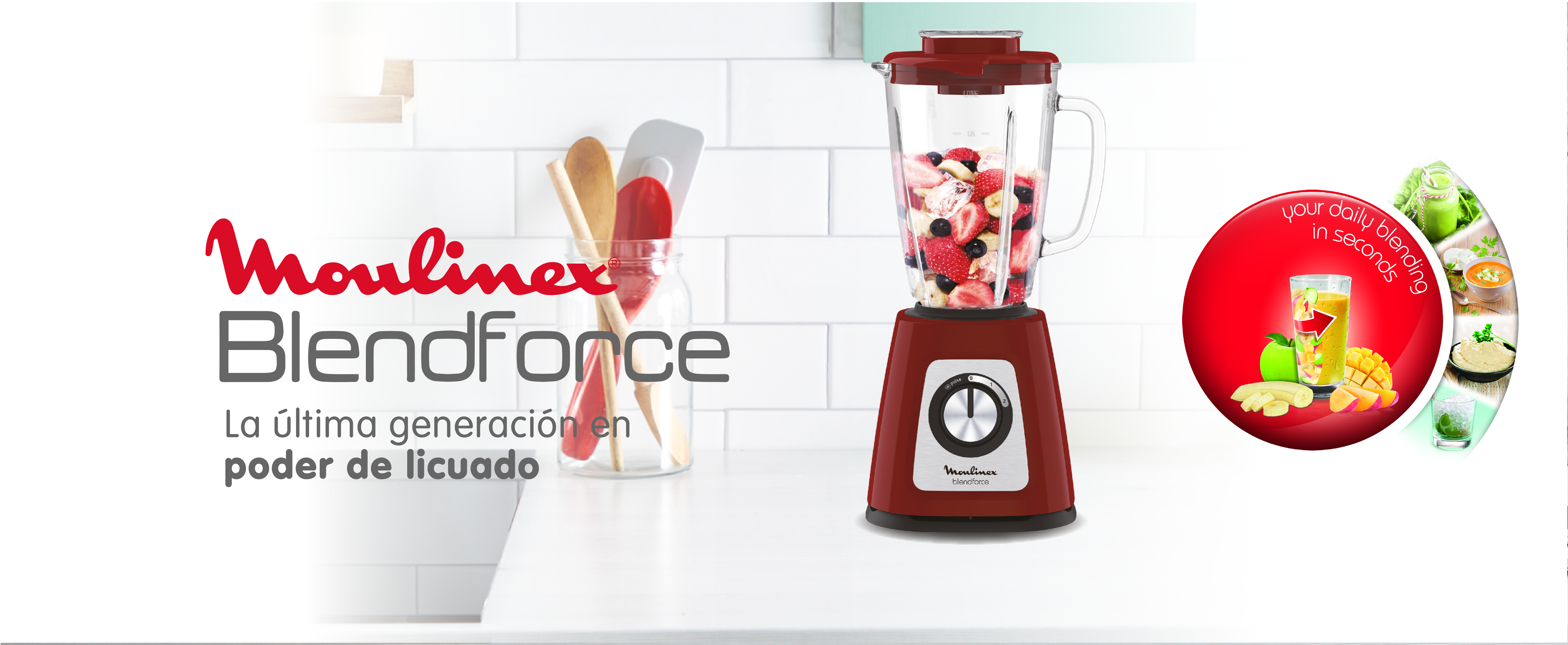 Banner de inicio de página de Juguera Blendforce Roja de Moulinex